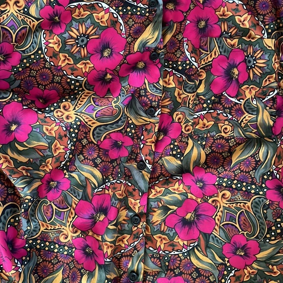 Vintage Boomerang bright floral printed short sleeve button down shirt - Picture 2 of 6